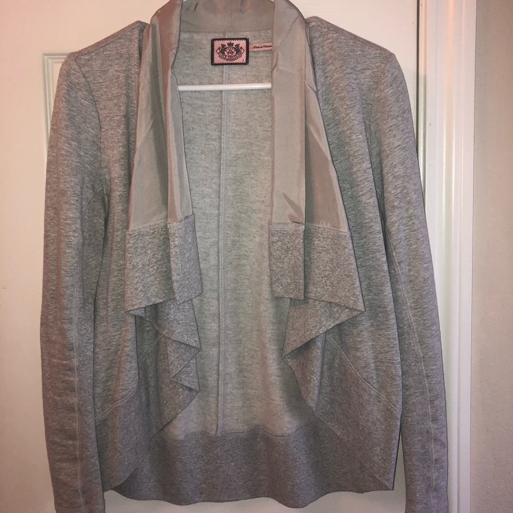 Juicy Couture gray open front silk cardigan